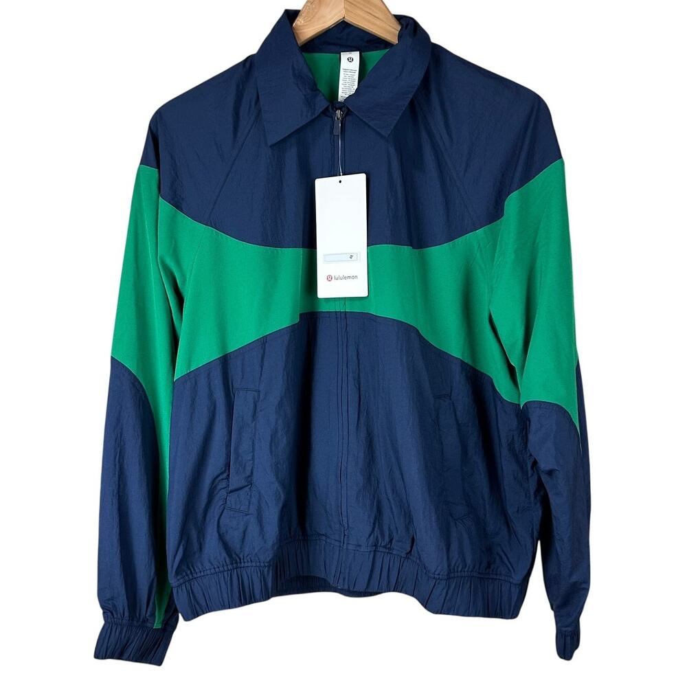 Lululemon Nylon Collared Jacket Retro Remix Set Club Blue/Green Women's XL NWT